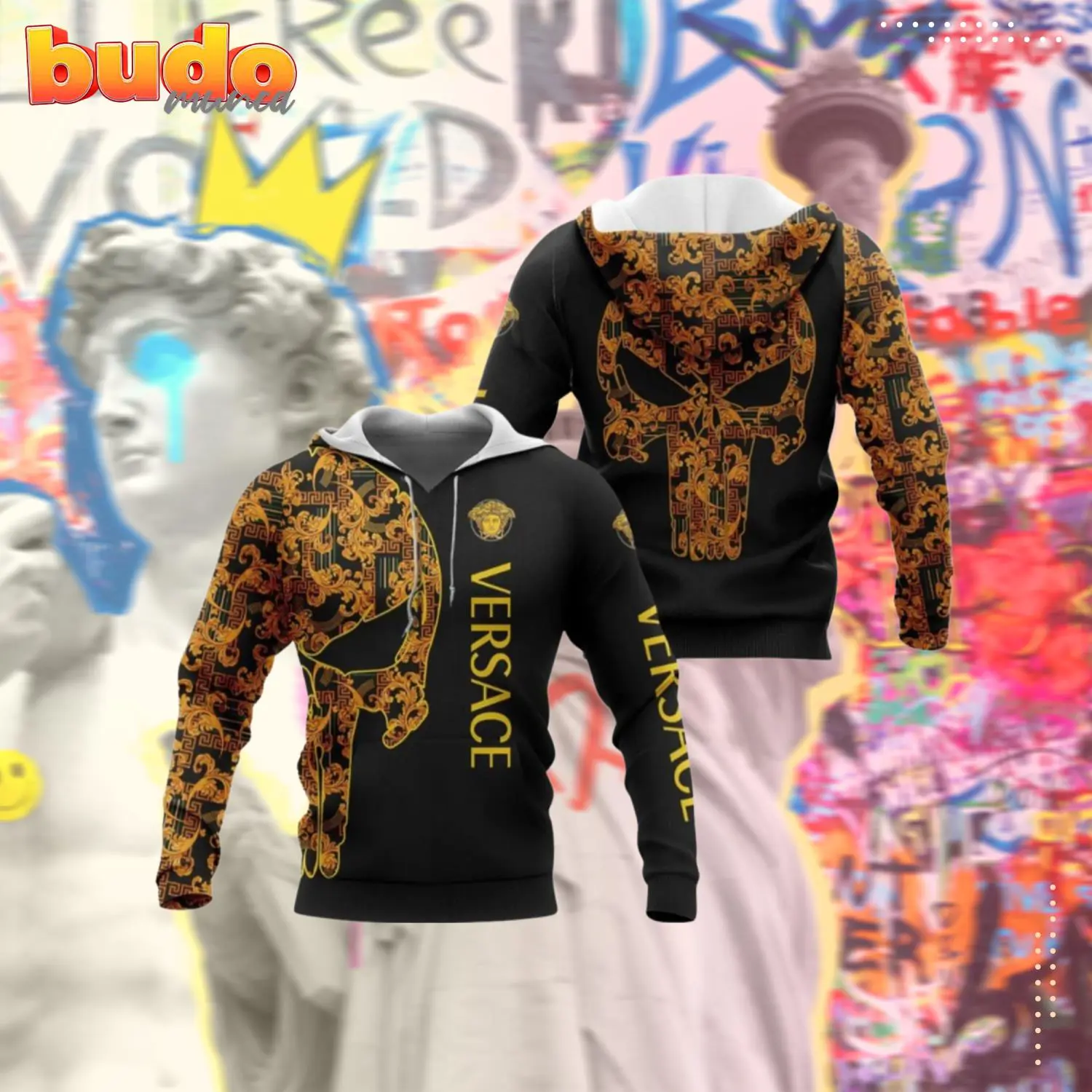 Gianni versace skull unisex hoodie for men women luxury brand clothing clothes outfit - hot new